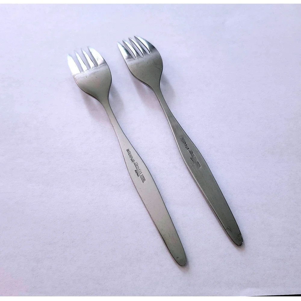 VTG Interpur Jardinera Stainless Salad Forks Black Accent Flatware set of 2 MCM